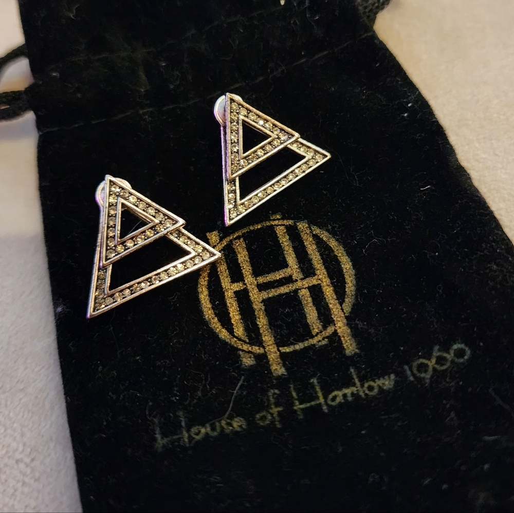 House of Harlow 1960 Geometric Black and Silver Earrings